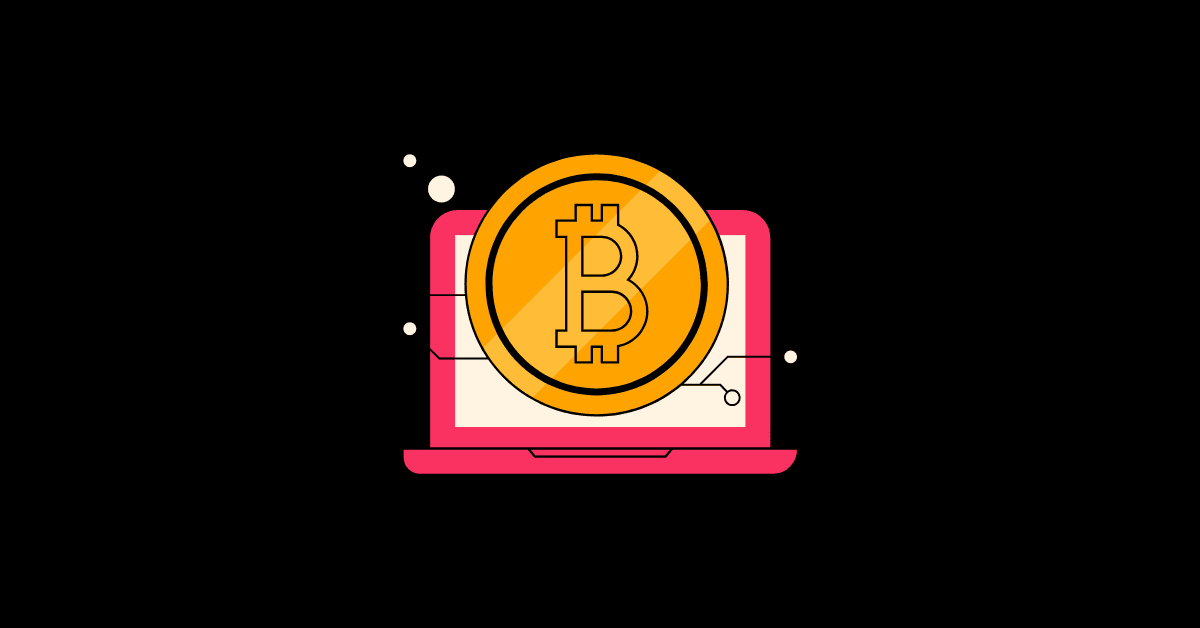 Bitcoin symbol displayed on a laptop screen, representing cryptocurrency, blockchain technology, and decentralized digital payments
